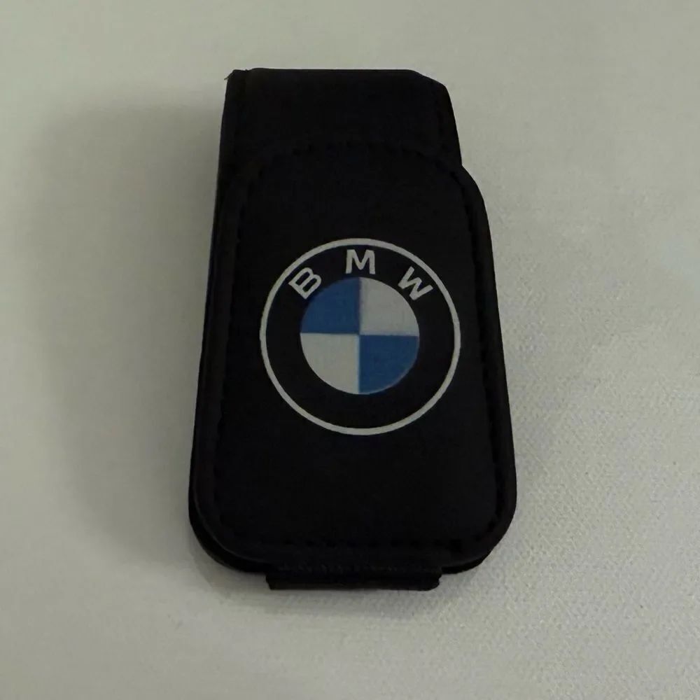 BMW Sunglass Holder for Car with Logo Black Leather NWT